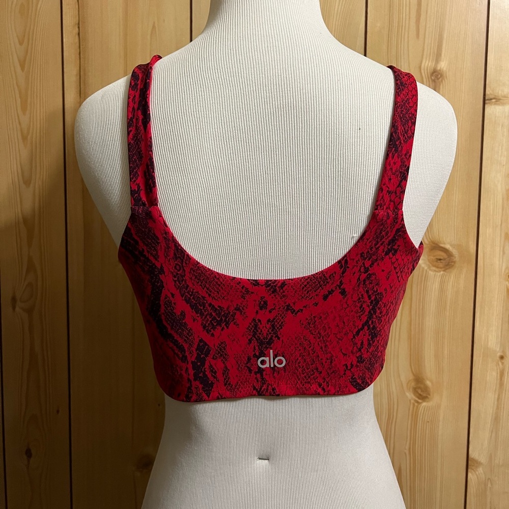 ALO Yoga Red and Black Snakeskin Sports Bra